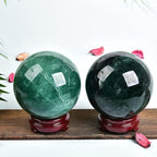 JIC Gem Large Healing Crystal Ball - Green Fluorite Sphere with Stand - Home Decoration (110-120mm)