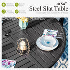 Sophia & William Round Patio Table and Chairs Set, Outdoor Dining Set for 6, 7 Piece Metal Patio Furniture, 54" Black Table(Stripe)