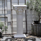 Decorative Roman Column Pedestal,MGO Cement with Fiber, Classical Garden Pillar, Indoor Outdoor Decor, Wrap Foam Safely Delivered from Local Warehouse (White, 31.5IN)