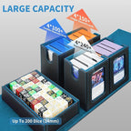 AFIING Commander Deck Box for MTG, Holds 400+ Double-Sleeved Cards, 4 Removable Deck Cases with Display Window, Dice Tray/Handle,Trading Card Storage Organizer/Dividers for TCG (Black Cyan)