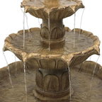 Sunnydaze Classic Tulip 3-Tier Electric Water Fountain - 46-Inch - with Electric Submersible Pump for Patio, Yard or Deck - Garden Stone