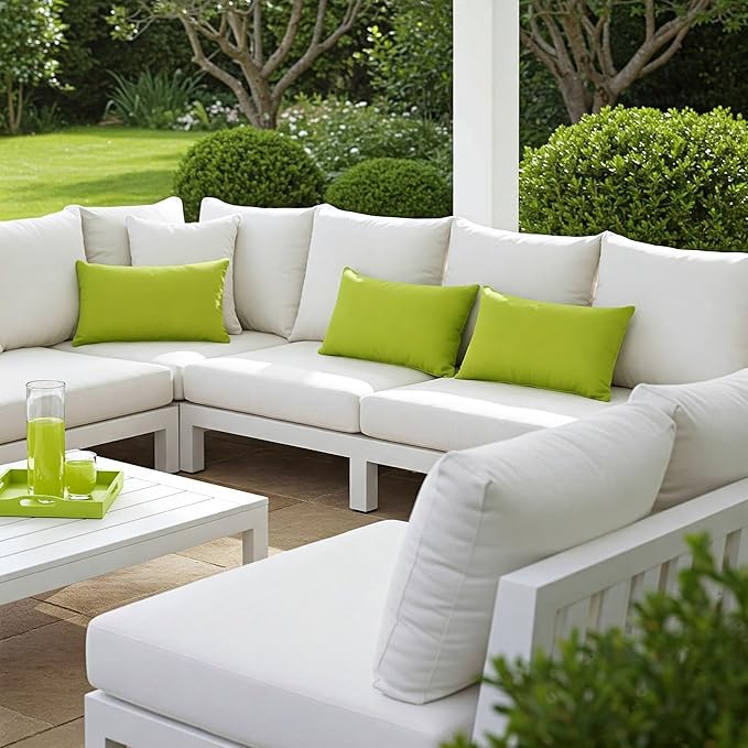 RSH DECOR: Sunbrella Lumbar & Square Pillows Set of 4 | 20" x 12" & 17" x 17" | Water and Fade-Resistant Performance Fabric | Outdoor Throw Pillows for Patio Furniture | Canvas Macaw
