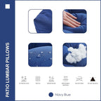Indoor Outdoor Lumbar Pillows,Waterproof Outdoor Pillows Set of 2 for Patio Furniture,12×20 Inch,Navy Blue