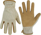 HANDLANDY Gardening Gloves for Women, Breathable Ladies Leather Garden Yard Gloves Best Gift for Gardeners