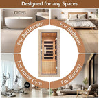 Jocisland 1 Person Infrared Sauna – 746W/110V Red Light, Pre-Warms to 149℉ in 15 Minutes, 106lbs Lightweight Spruce Wood Infrared saunas, Compact Dry Sauna for Home Spa & Apartments