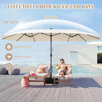 Sundale Outdoor 15ft Large Patio Umbrella with Base Included and Umbrella Cover, Outdoor Double-Sided Umbrella