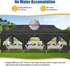 HOTEEL 10x30 Pop up Canopy Tent for Parties, Heavy Duty Easy Setup Tent with 8 Sidewalls, Outdoor Commercial Instant Gazebo for Wedding Event, with Portable Bag & Sand Bags, Black(Hexagonal Frame)