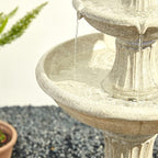 Glitzhome Outdoor Fountains and Waterfalls 3 Tier Patio Fountain with Pump & LED Light, Resin Terrazzo Water Fountains Oversized Outdoor Floor Stand Fountain for Garden Backyard Yard Lawn Sand Beige