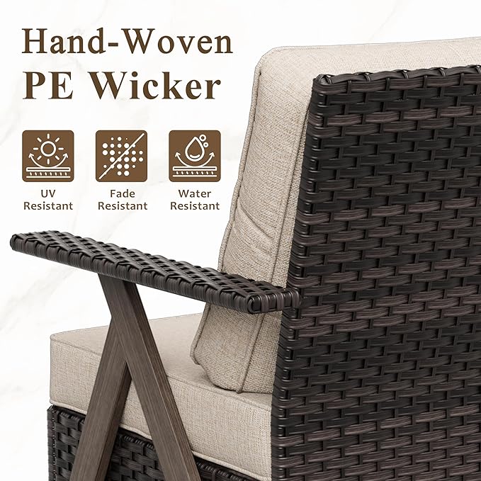 Outdoor Swivel Rocker Chairs Set of 4, Wicker Swivel Patio Chair with Ottomans, Patio Furniture Set for Outside Backyard
