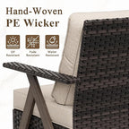 Outdoor Wicker Swivel Chairs Set of 2, Patio Furniture Set with 360 Degree Wicker Swivel Rocking Chairs with Metal Frame and Deep Seating