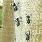 Metal Yard Art Garden Decor Cute Ant Outdoor Fence Decorations Lawn Ornaments - Set of 4 Black