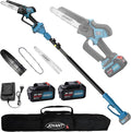 Cordless Pole Saw with 2 Max 20V*4Ah Batteries,8inch Chainsaw and Pole tree trimmer, Electric Pole Saw and Branch cutter Battery Powered,15-Foot Reach for Tree Trimming and Pruning