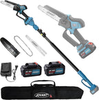 Cordless Pole Saw with 2 Max 20V*4Ah Batteries,8inch Chainsaw and Pole tree trimmer, Electric Pole Saw and Branch cutter Battery Powered,15-Foot Reach for Tree Trimming and Pruning