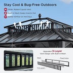 SUNJOY Kingston 12' x 10' Hardtop Gazebo with Galvanized Steel/Polycarbonate Double Roof, Curtain and Netting, Gray Aluminum Posts Permanent Pavilion Gazebo for Garden, Patio, Deck, Lawn