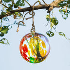4” Tree of Life Witch Balls, Gazing Balls Hanging Friendship Balls, Hand-Blown Glass Christmas Ornament for Window Outdoor Home Decor, Garden Decoration, Gifts for Women (Yellow
