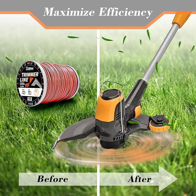 Cluparis 5-Pound Heavy Duty Sawtooth Trimmer Line .095-inch, 0.095" Sawtooth Weed Eater String Fits Medium & Heavy Grass & Weeds, 095 Trimmer String for Universal Weedeater Line of Premium Nylon