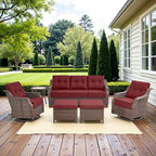 Belord High Back Outdoor Patio Furniture Set - Wicker Outdoor Swivel Rocker Patio Chairs with Sofa and Ottoman, All-Weather Patio Conversation Set for for Patio Deck Backyard
