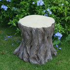13''H Tree Stump Statue Stool with Faux Wood Grain Finish Magnesium Oxide Stump Sculpture Stump Side Table Garden Pedestals Tree Stump End Table for Indoor/Outdoor Patio Yard Garden Porch Decor