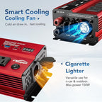 500W Power Inverter, Car/Light Truck 12V DC to 110V AC Converter USB and 3.0A USB and Type-C Ports Car Charger Inverter with Cigarette Lighter Ports for Smartphones Laptops Tablets