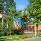 Cat Flower Garden Flag Vertical Double Sided Outdoor Yard Flags 12.5x18 Inch Burlap Banners for House Lawn