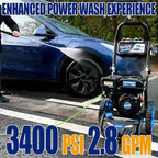 TOOLCY Gas Pressure Washer 3400 PSI & 2.8 GPM, High-Performance 212cc Engine, Foldable Handle, Reinforced Pump, 35FT Extended Power Hose, Kink-Less Swivel Gun with & 5 Nozzles, for Driveways/Patios
