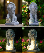 Nacome Guardian Lion Garden Statue: Outdoor Decor Sculpture with Ball Lights for Yard Art Porch Patio - Unique Birthday Gifts for Women Mom