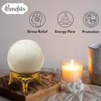 Amazing Gemstone Scolecite Crystal Ball with Stand - 2 Inches Crystal Sphere Meditation Balls for Witchcraft and Decorative Balls