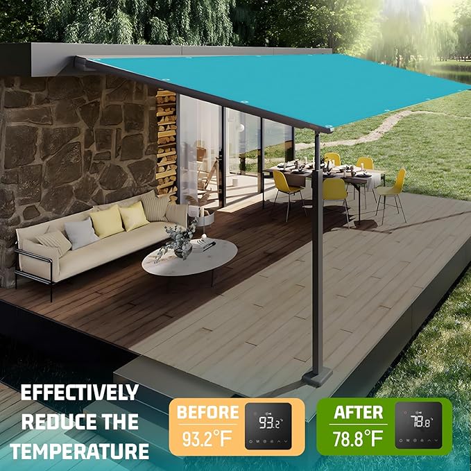SUNNY GUARD Shade Cloth Custom Size 12x20 FT Sun Shade Screen Fabric Shade Cover Tarp with Grommets for Pergola Backyard Garden, Turquoise(We Customized)