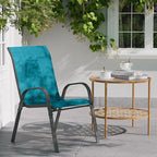 Patio Dining Chairs Set of 2, Outdoor Stackable Chairs with High Back, Outside Chairs for Backyard, Porch, Garden, Poolside (Sky Blue)