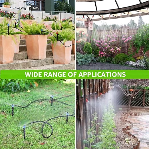 124.6FT Quick Connector Drip Irrigation System Kits Automatic Garden Watering Sprinkler with 1/2 &1/4 inch Tubing Hose Patio Misting Plant Irrigation Equipment for Indoor Greenhouse Flower Beds Lawn