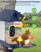 Smart Bird Feeder with Camera Solar Powered, 2.5K Live Video Bird House Camera, AI Identifies, Auto Capture & Notify, Motion Detection, Cloud Storage, Color Night Vision, Ideal Gift for Bird Watching
