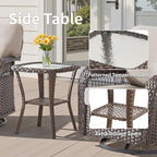 Outdoor Swivel Rocker Chairs - Patio Rocking Chairs Set of 2, 3PCS Wicker Patio Set with 5" Thick Cushion and Side Table, Rattan Patio Swivel Rocking Chairs for Porch, Deck, Backyard Beige/Brown