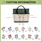 Personalized Garden Tools Set for Women: Custom Text Garden Tool Bag and Garden Shovel & Transplant Shovel & Hand Rake - Gardening Gifts for Mom Grandma Gardening Lover (2 Flowers)