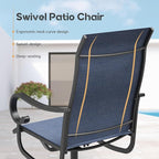 VICLLAX Swivel Patio Chairs Set of 2, 360-degree All-Weather Outdoor Swivel Chairs for Lawn Garden, Patio Dining Chairs, Black Metal Frame and Blue Textilene Mesh Fabric
