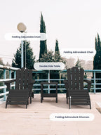 KINGYES Folding Adirondack Ottomans Set of 4 for Adirondack Chair, Black