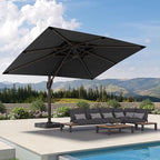 9' X 12' Cantilever Patio Umbrella 360°Rotation Rectangular Outdoor Large Offset Umbrellas Double Top Heavy Duty Windproof for Garden Deck Pool Backyard, Grey