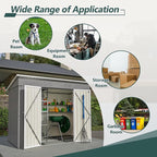 4X8 FT Outdoor Storage Shed W/Floor Base,Metal Shed W/Lockable Door & 2 Air Vents,All Weather Garden Tool House W/Updated Frame Structure,for Backyard Patio Lawn,Gray