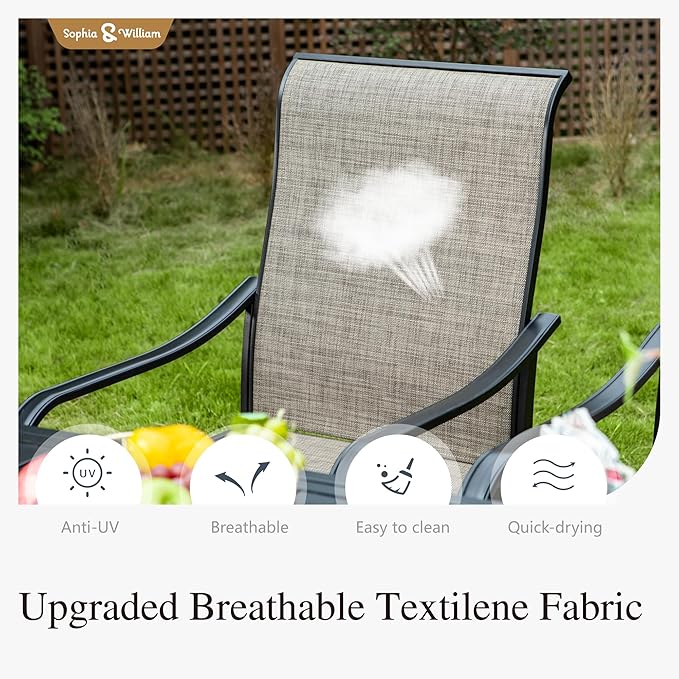 Sophia & William Patio Set with Umbrella 8 Pieces Outdoor Dining Set for 6 with 13ft Double-Sided Patio Umbrella Beige, 6 x Swivel Patio Chairs, 1 Metal Table for Lawn Garden