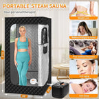 Portable Sauna Box, Steam Sauna for Home, Personal Sauna Tent Full Size for Fitness Gym Yoga Spa with Double Large Windows + 1200W 3L Steamer + Remote Control + Folding Chair, 3' x 3' x 5.9', Black