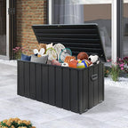 Domi 120-Gallon Outdoor Storage Box – Waterproof, Lockable Storage Cabinet with Resin Lid for Patio Furniture, Garden Tools & Pool Supplies – Large Metal Storage for Cushions, Toys & More