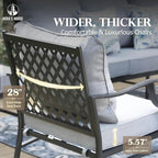 HERA'S HOUSE 6 Pieces Patio Furniture Set with Fire Pit Table, 2 x Rocking Chair, 2 x Ottoman, 3-Seat Sofa with 45" Fire Pit Table, Outdoor Conversation Set for Garden Poolside Backyard, Grey