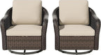 Vista Vibe Outdoor Patio 360 Degree Swivel Glider Rocker Chairs Set of 2, Washable Cushions, All-Weather & Steel Frame & Deep Seat Chairs, Balcony, Yard (Beige)