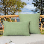 Kevin Textile Pack of 2 Outdoor Waterproof Pillow Covers Decorative Farmhouse Throw Pillow Covers Spring Checkered Couch Pillow Covers Spring for Patio Tent Bed Sofa Living Room 24x24 Inch Sage Green
