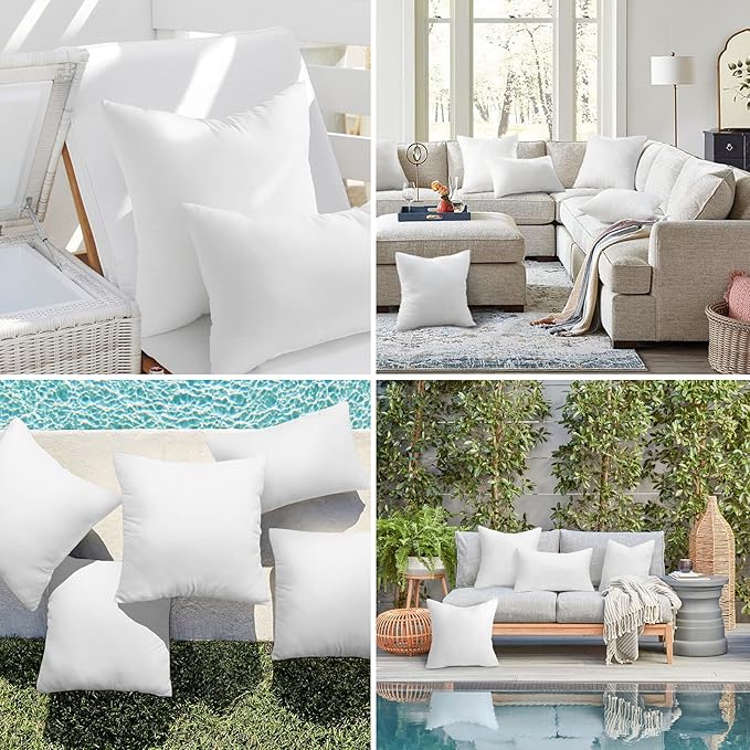 Ashler 20 x 20 Outdoor Pillows, Waterproof Inserts Set of 2 Throw Pillow Inserts, Hypoallergenic Stuffer Sham Square Pillow Insert for Patio, Bench, Garden, Indoor Outdoor Decorative