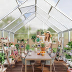 GAOMON 8x10 FT Outdoor Greenhouse with Roof Vent, Heavy Duty Aluminum Polycarbonate Greenhouses, Easy Assembly, Lockable Door, Large Walk-in Greenhouse for Patio, Backyard, Garden