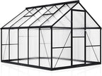 WKM 8x10 FT Greenhouse for Outdoors, Quick-fit Structure Green House with Window for Ventilation, Aluminum Greenhouses for Garden Backyard, Black