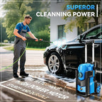 Pressure Cleaner, 5000 PSI 4.0 GPM Heavy Duty Power Cleaner, with 4 Nozzles,Foam Cannon,33FT Hose Reel and 500ml Soap Bottle for Home/Cars(Light Blue)
