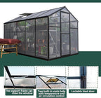 Favfurish 6x10 FT Greenhouses for Outdoors,Heavy Duty Polycarbonate Greenhouse,Lockable Walk-in Green House Sunroom w/ Roof Vent,Aluminum Hot House for Garden Plants Backyard Patio,Black