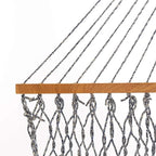 Original Pawleys Island Deluxe Navy Oatmeal Heirloom Tweed DuraCord Rope Hammock – 13 ft. x 65 in, 2-Person, 450 lb Capacity, Oak Spreader Bar, Zinc-Plated Hardware, Handcrafted in The USA