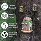 Fairy Door and Windows Garden Kit Accessories Outdoor, Glow in Dark Gnome House for Tree, Lawn Yard Art Sculpture, Miniature Garden Decor (Fairy)